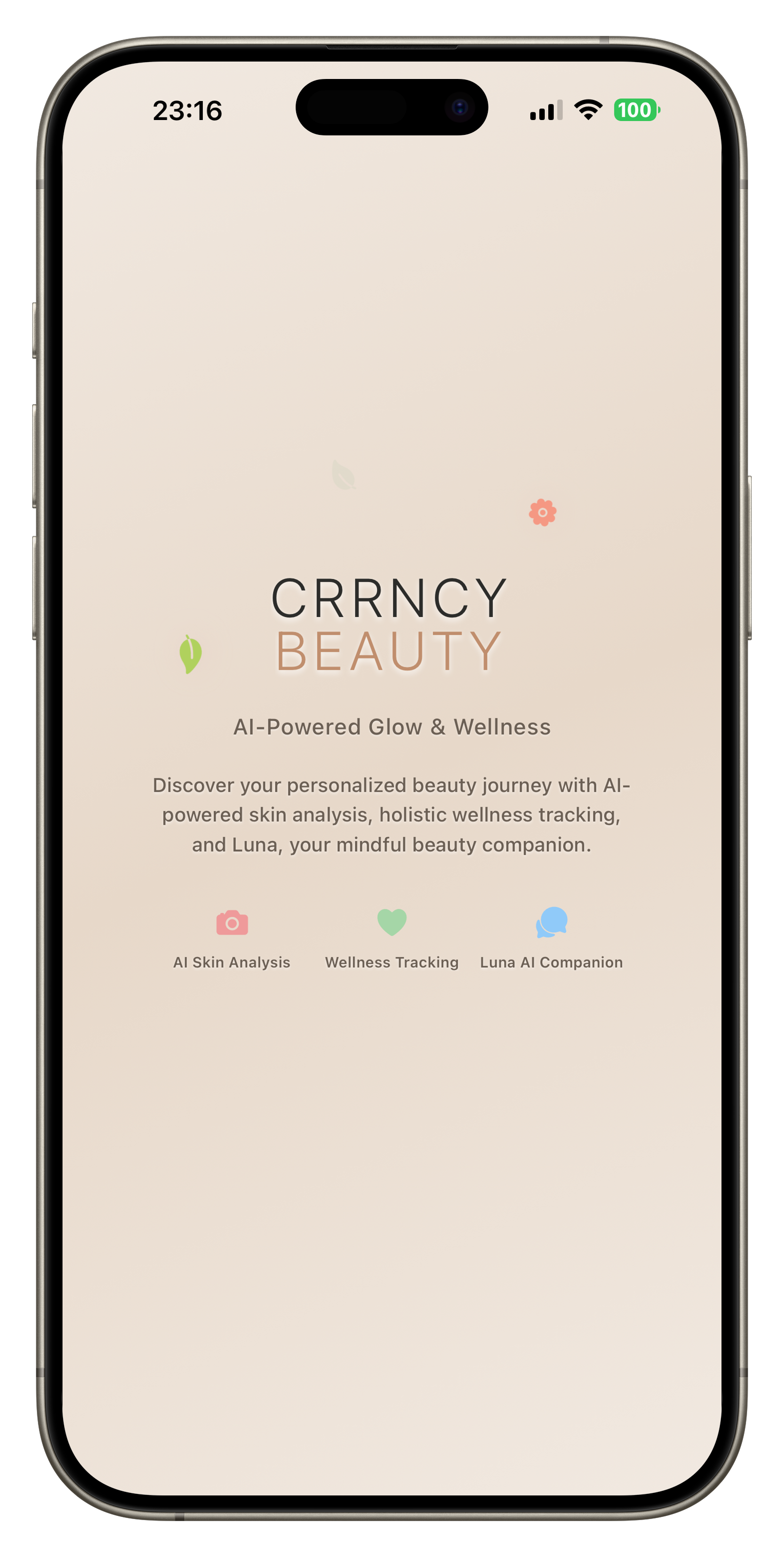 CRRNCY Beauty - Welcome Screen
